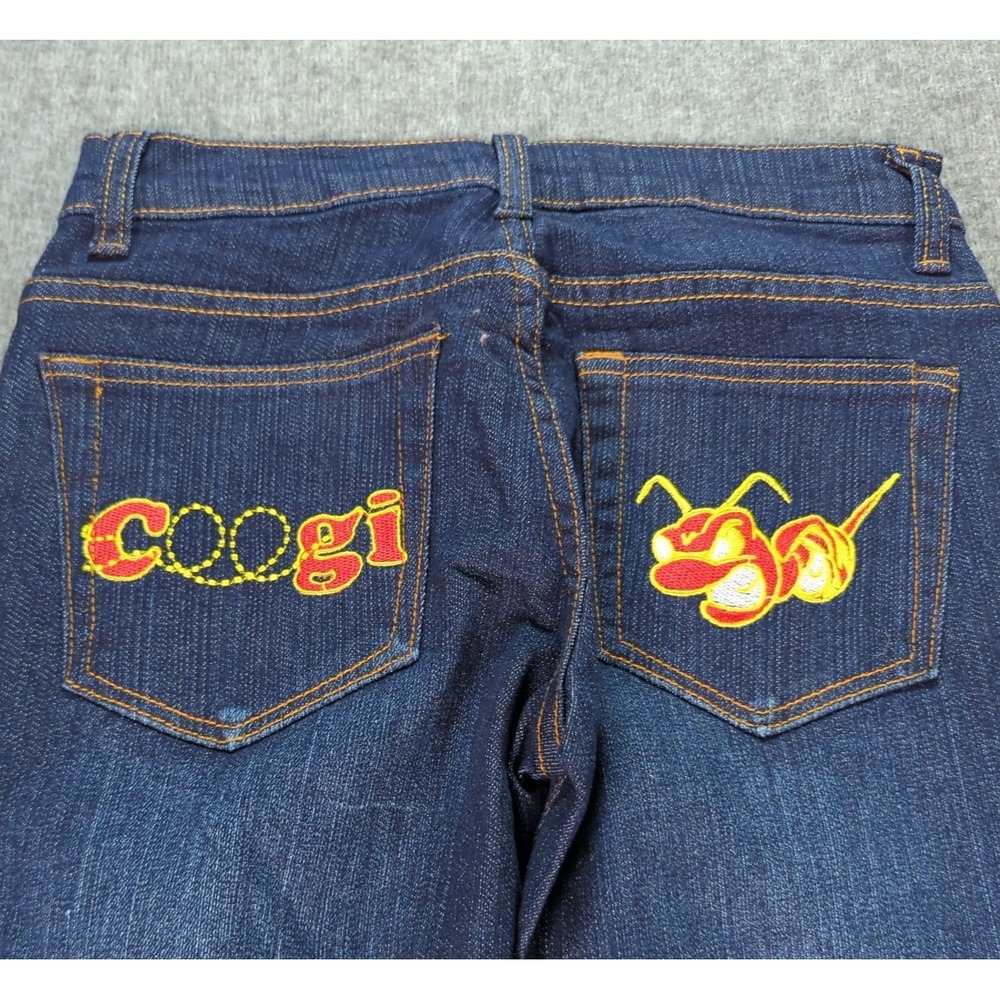 Coogie Jeans Womens 4 Blue Boot Cut Embroidered Dark Wash Bee New $118